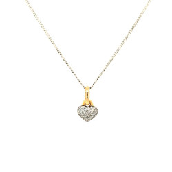 Pre Owned 18ct diamond Set Heart Pendant and White Gold Chain ZU32